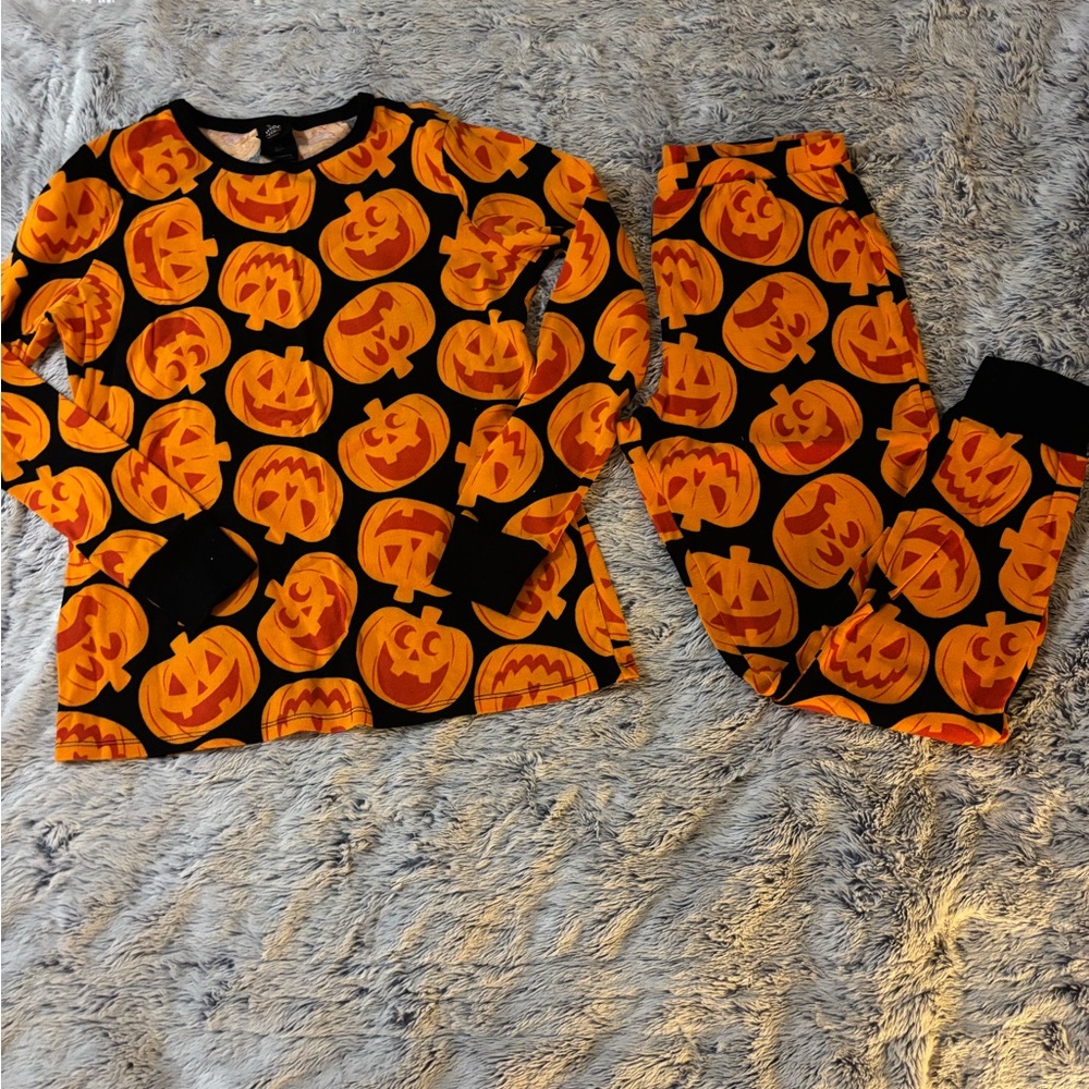 Halloween Pumpkin Print Pajama Set